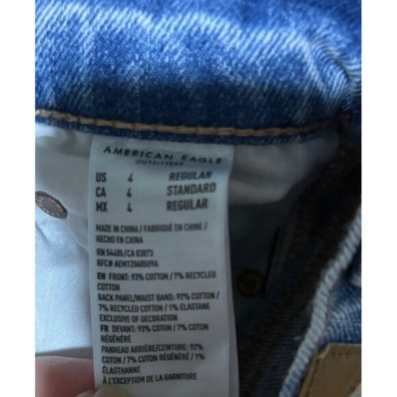 American Eagle Highest Rise Baggy Straight Jeans Womens 4 Distressed NWT - Picture 7 of 13
